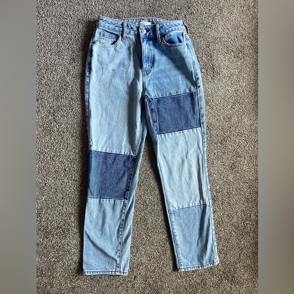 PacSun Light Blue Patchwork High Waist Mom Jeans